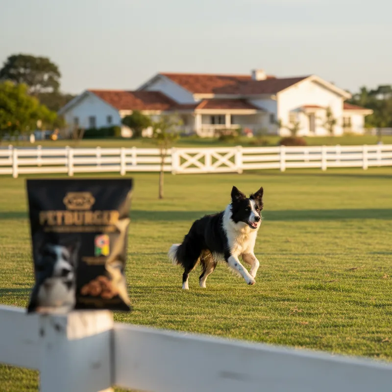 Border Collie correndo na fazenda